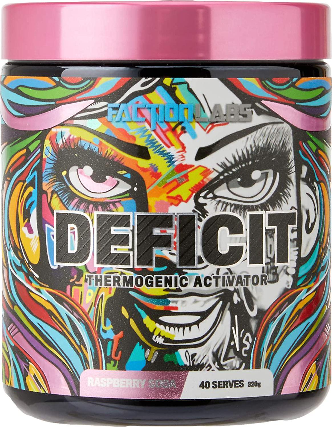 Faction Labs Deficit Thermogenic Activator Powder, 40 serves, Raspberry Soda, 320 grams