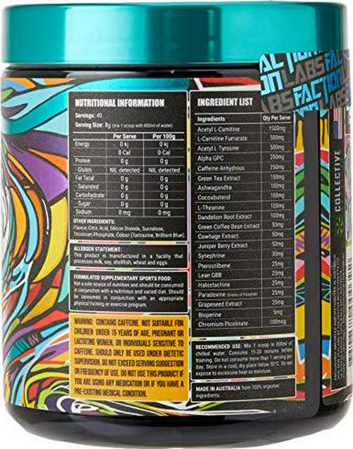 Faction Labs Deficit Thermogenic Activator Powder, 40 serves, Kiwi Mango, 320 grams