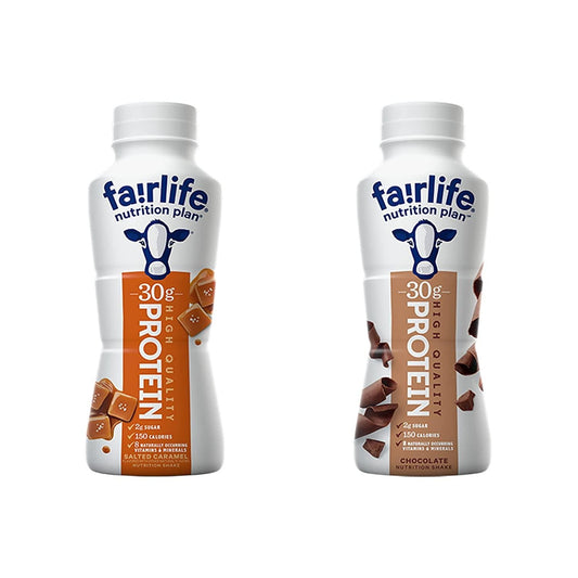 Fairlife Nutrition Plan Chocolate and Caramel Shake Grab and Go Combo Pack 30g Protein Low Sugar Supplement Meal Replacement Ready To Drink - 11.4 Oz (2 Count)