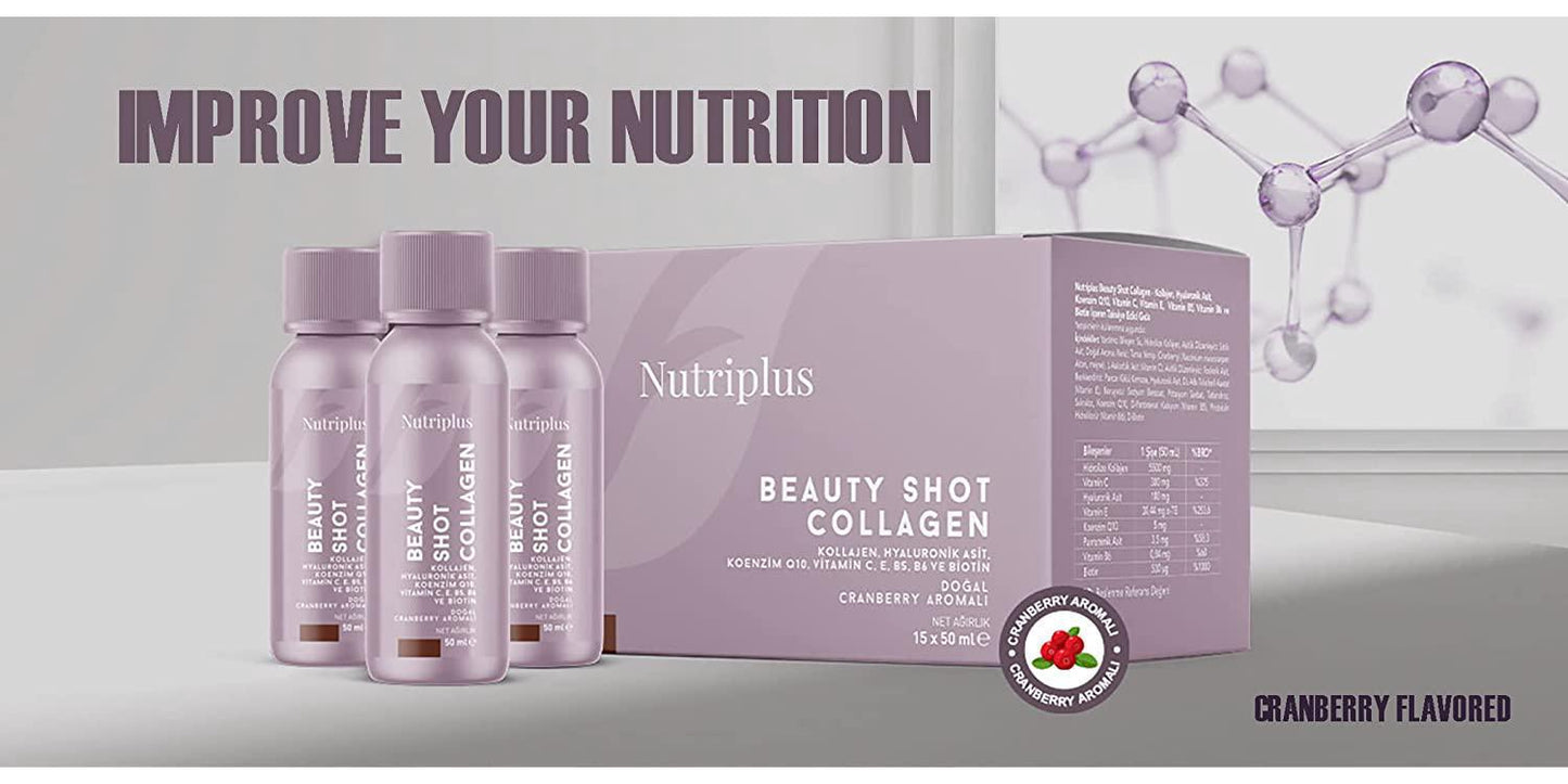 Farmasi Nutriplus Beauty Shot Collagen Cranberry Flavored 15 x 50 ml