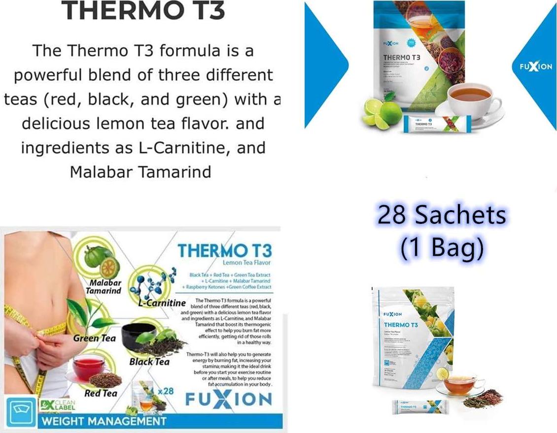 Fast Acting Thermogenic Ketosis by FuXion Thermo T3 Raspberry Ketones Drink - Charged Natural Caffeine,Exogenous Keto Keogenic Supplement,Transform Fat into Energy for Shape (Lemon Tea, 28 Sachets)