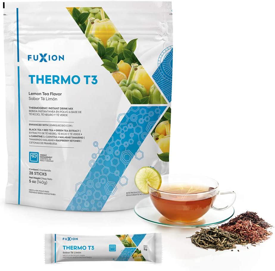 Fast Acting Thermogenic Ketosis by FuXion Thermo T3 Raspberry Ketones Drink - Charged Natural Caffeine,Exogenous Keto Keogenic Supplement,Transform Fat into Energy for Shape (Lemon Tea, 28 Sachets)