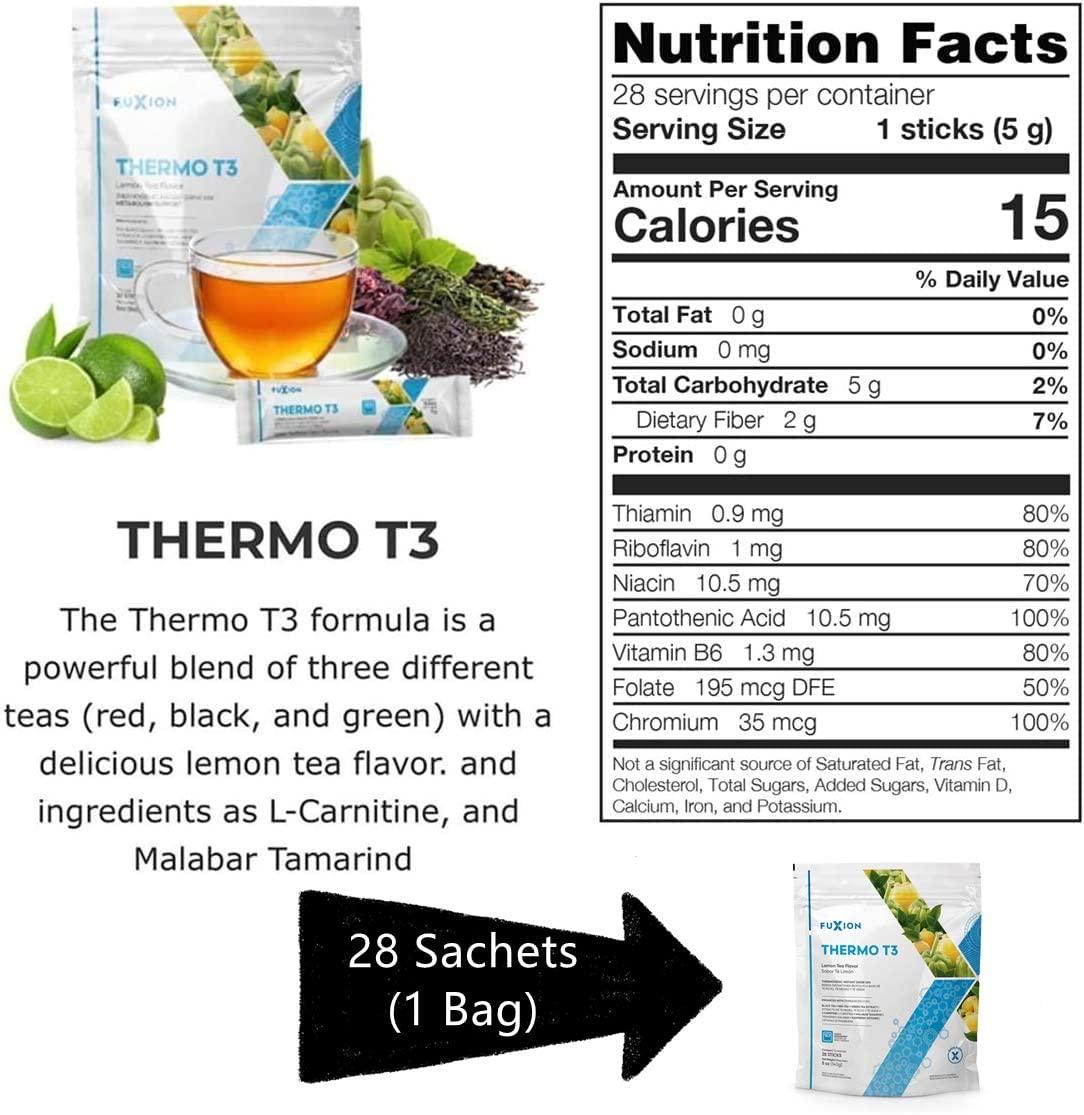 Fast Acting Thermogenic Ketosis by FuXion Thermo T3 Raspberry Ketones Drink - Charged Natural Caffeine,Exogenous Keto Keogenic Supplement,Transform Fat into Energy for Shape (Lemon Tea, 28 Sachets)
