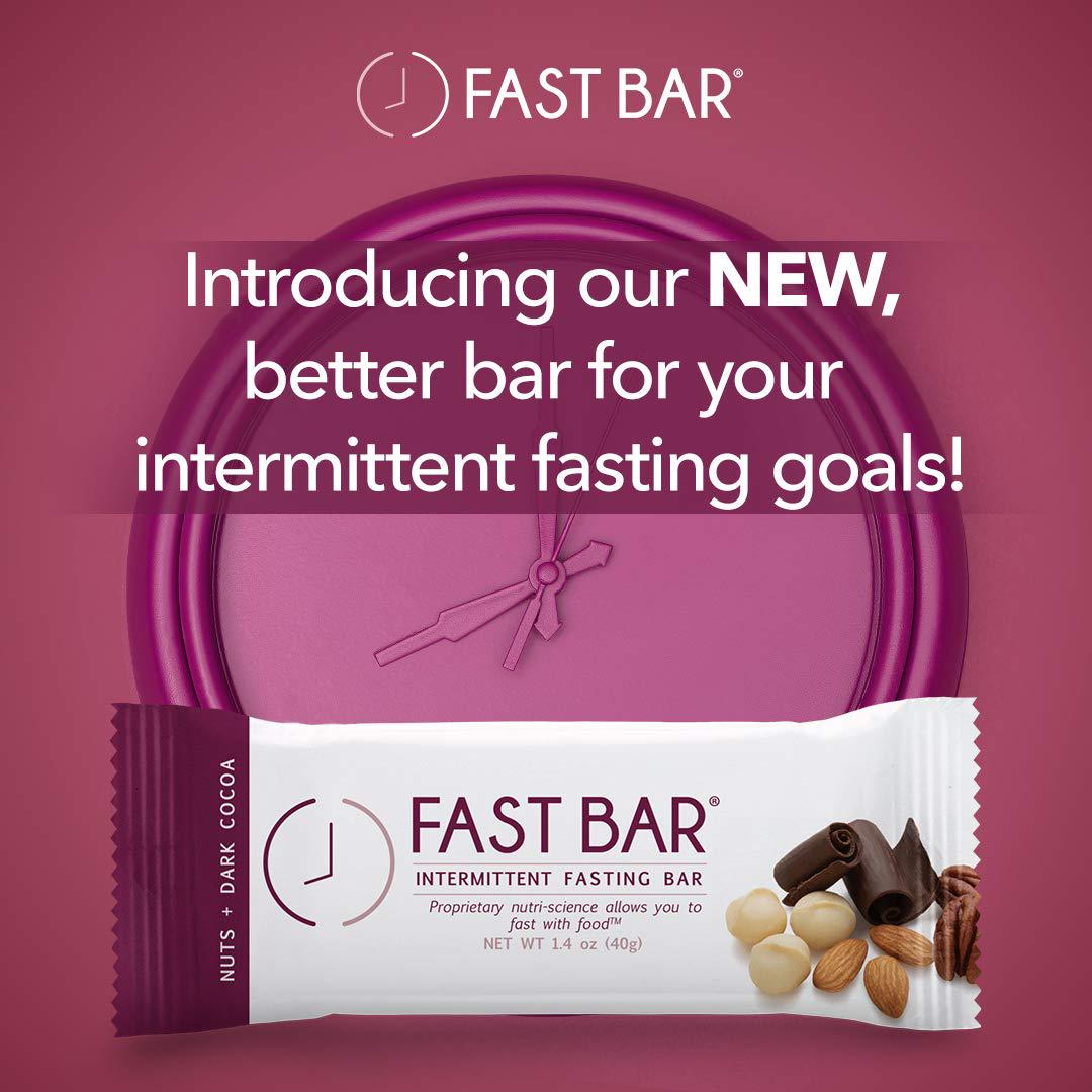 Fast Bar, Nuts and Dark Cocoa, Gluten Free, Plant Based Protein Bar For Weight Management and Intermittent Fasting (10 Count Box)