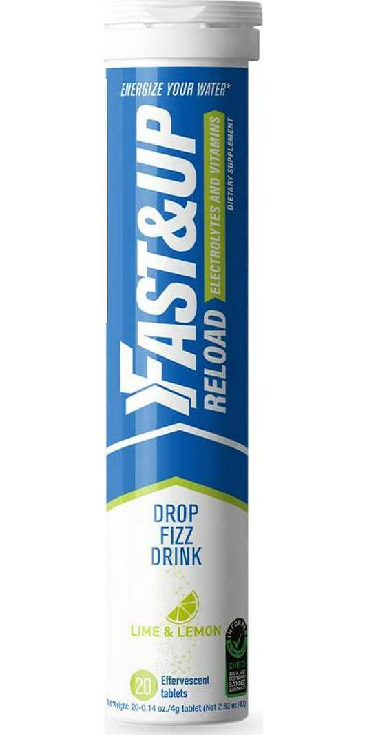 Fast&Up Reload - Electrolyte Energy Drink - Sports Nutrition Electrolyte Drink - Effervescent Tablets for Running and Cycling- 20 effervescent Tablets - Lime and Lemon Flavour