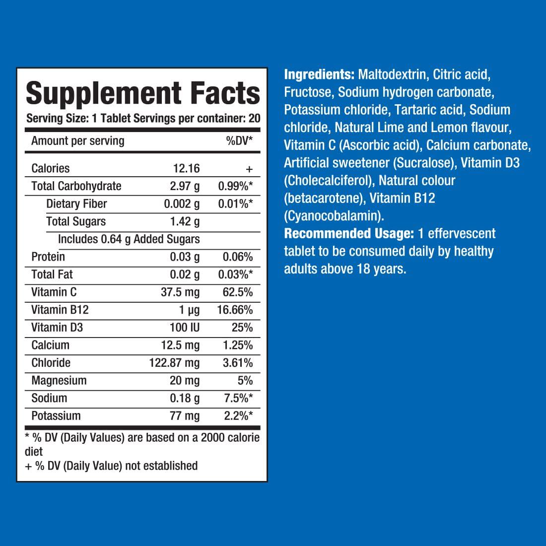 Fast&Up Reload - Electrolyte Energy Drink - Sports Nutrition Electrolyte Drink - Effervescent Tablets for Running and Cycling- 20 effervescent Tablets - Lime and Lemon Flavour