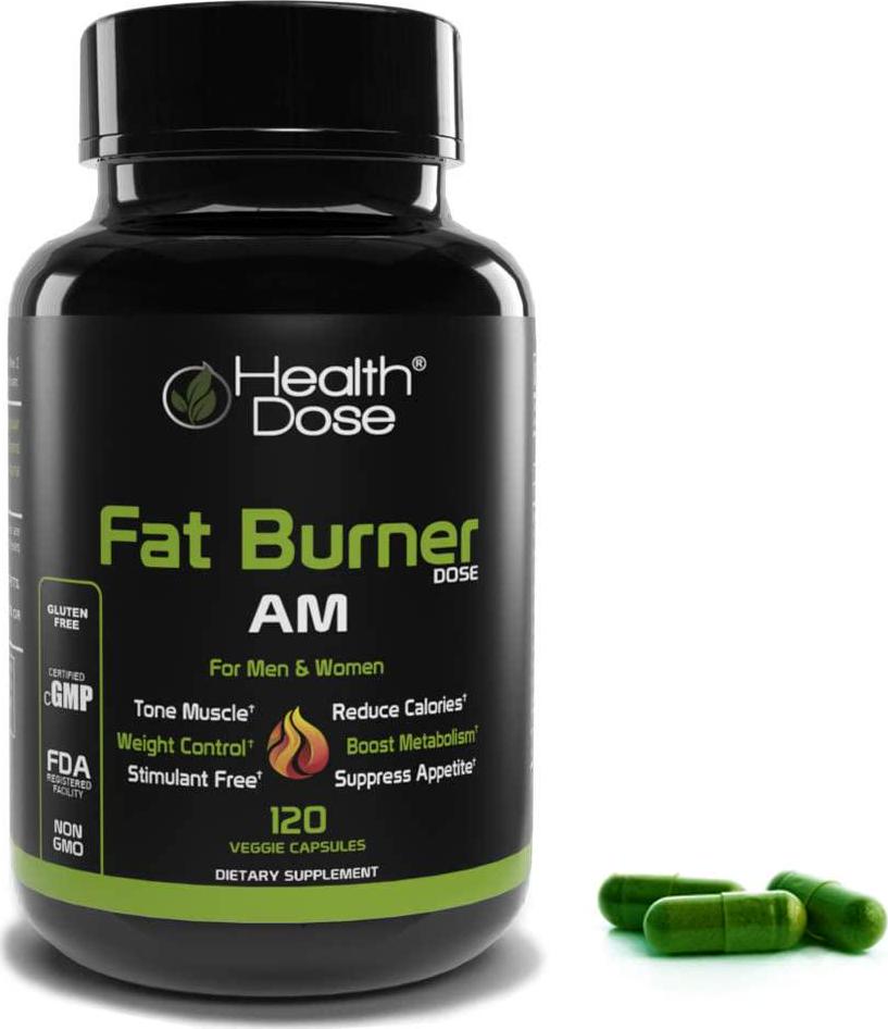 Fat Burner Dose Am Day-Time By Health Dose, 120 Vegetarian Capsules, Green Tea, L-Carnitine Tartrate, Uva Ursi, Garcinia Cambogia, Apple Cider Vinegar - More, Weight Loss for Men and Women Supplement.