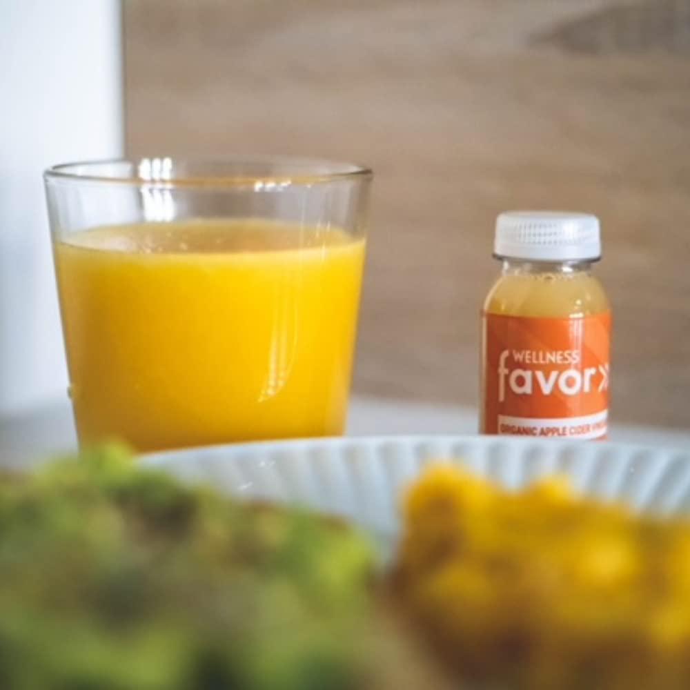 Favor Apple Cider Vinegar Wellness Shot with Ginger, Lemon and Cayenne - Organic Drink for Immunity Boost, Digestion and Gut Health - Pack of 12 (2 fl oz Each)