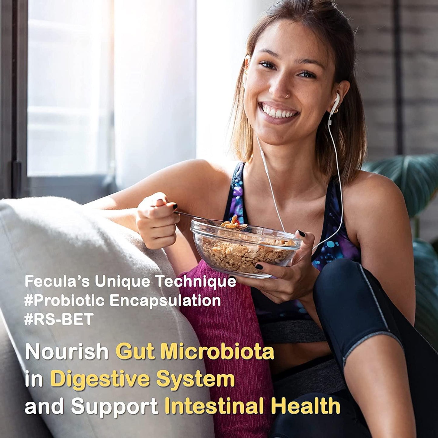 Fecula Biotech Gene Young, Prebiotics, Probiotics + Postbiotics, Benefits Gut Microbiota Supports Digestive Immune Functions Metabolic Systems, Great Stability Purity Potency, 30 Vegetarian Capsules