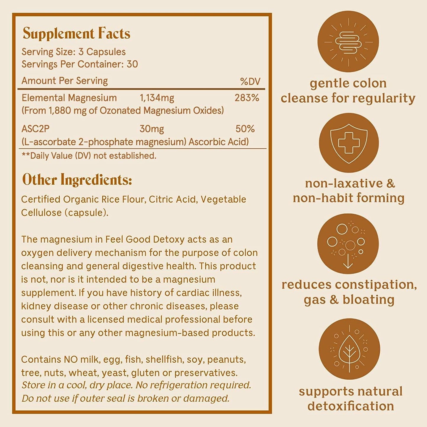 Feel Good Detoxy 2.0 Solluna by Kimberly Snyder Natural Detox Colon Cleanse Relieves Constipation, Gas and Bloating Improves Regularity and Enhances Vitality Ozonated Magnesium Oxide and Asc2P