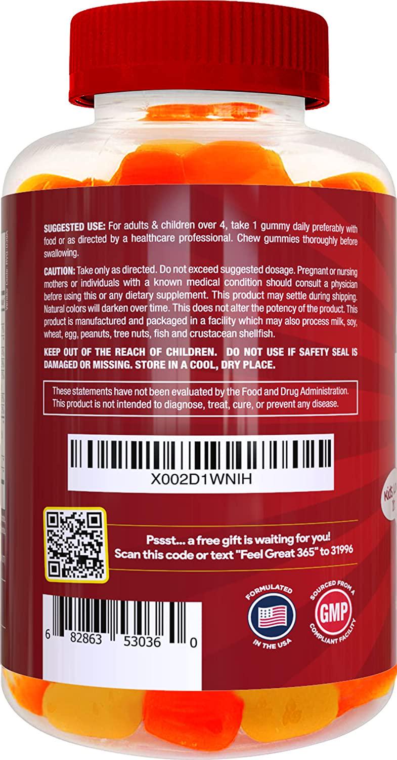 Feel Great Vitamin Co. Apple Cider Vinegar Gummies for Kids | Digestive and Immune Support | Natural Antioxidant | Supports Healthy Nutrient Absorption | 500mg of ACV per Serving | 60 Gummies