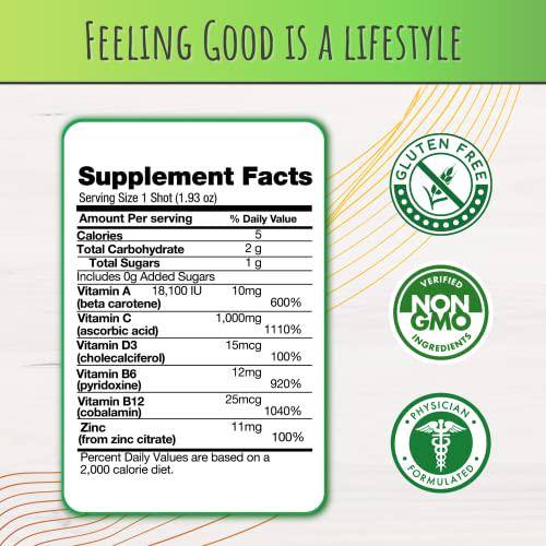 Feelgood Superfoods 26 Fruits and Veggies Immune Support Shot Supplements, Fruit Punch Flavor, Pack of 10