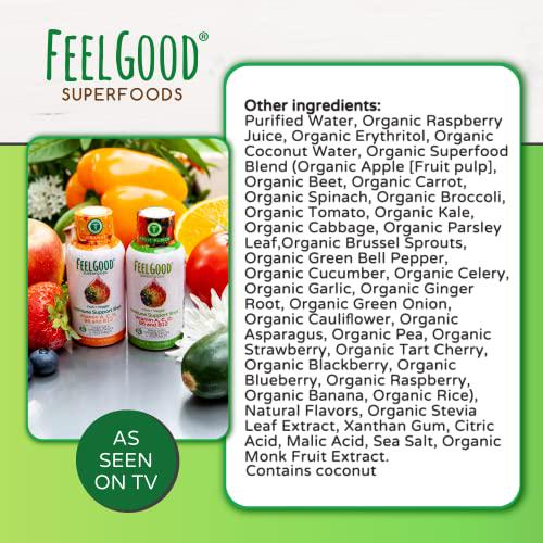 Feelgood Superfoods 26 Fruits and Veggies Immune Support Shot Supplements, Fruit Punch Flavor, Pack of 10
