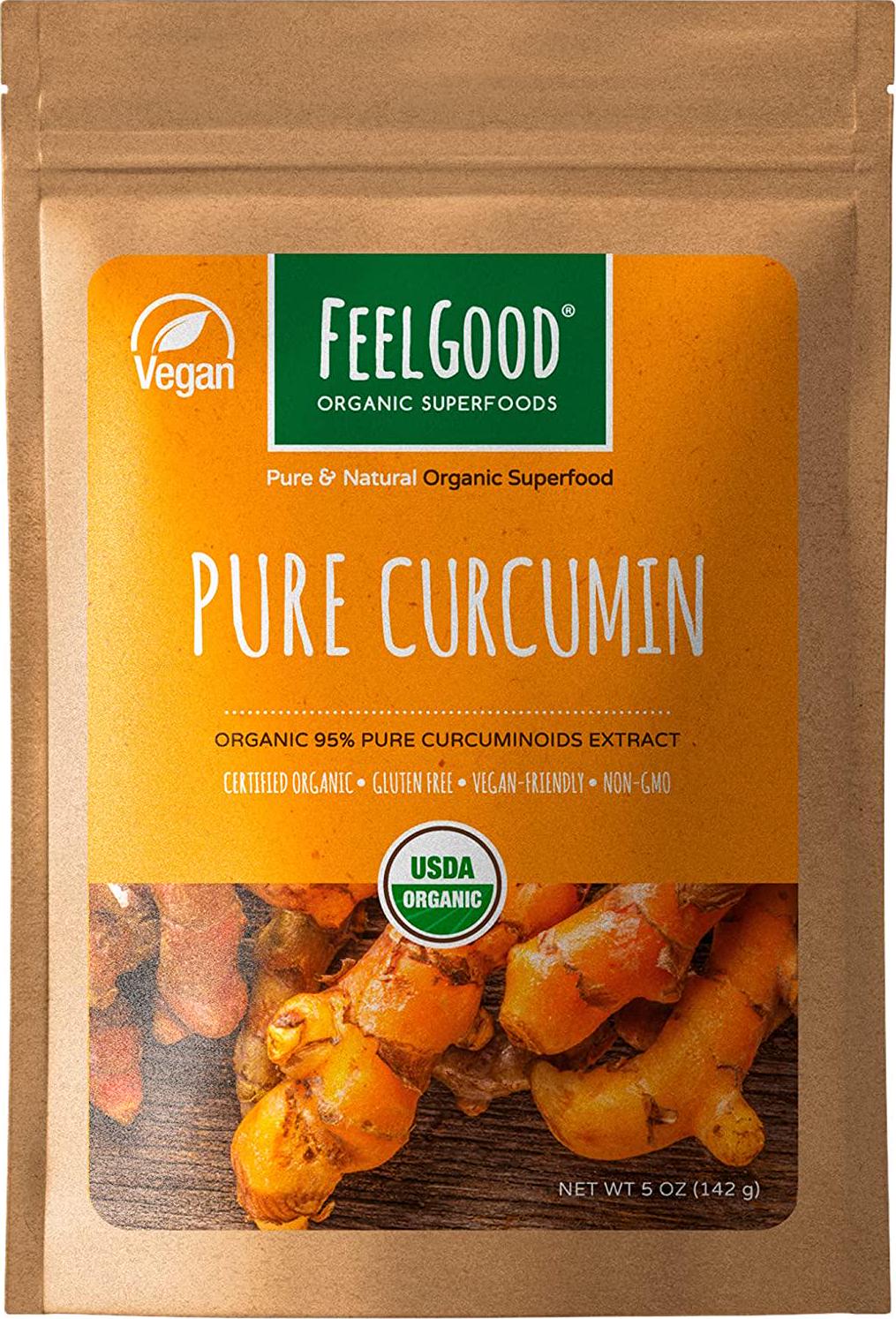 Feelgood Superfoods Pure Curcumin Powder in a Resealable Bag, 5 oz