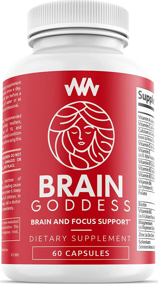 Female Specific Brain and Focus Support Supplement | Womens Memory Booster | Brain Goddess | Enhance Clarity and Concentration | Warped Wellness