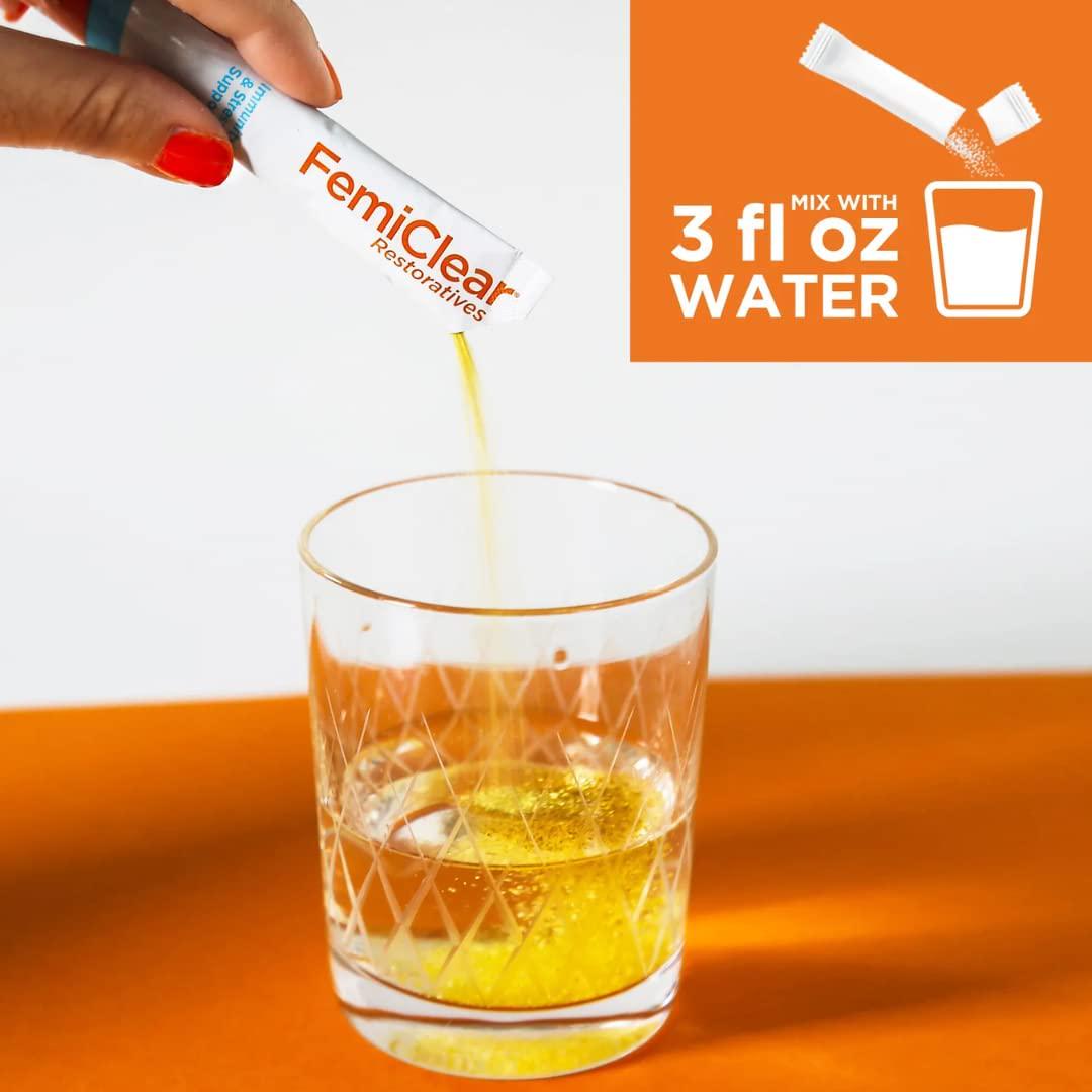 FemiClear Restoratives | Immunity and Stress Support with L-Lysine | Dietary Supplement Drink Mix | 20 Count