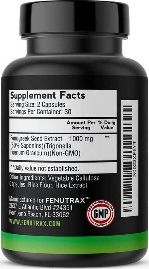 FenuTrax Fenugreek Extract 1 Months Supply - Stronger Than Testofen - High-Potency (50%) - Testosterone Support for Men - Muscle Growth, Fat Burning, Energy, and Drive (60 Capsules)