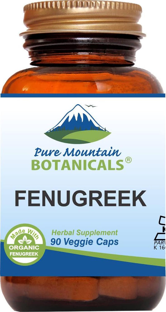 Fenugreek Capsules - 90 Kosher Vegan Caps - Now with 575mg Organic Fenugreek Seed Powder