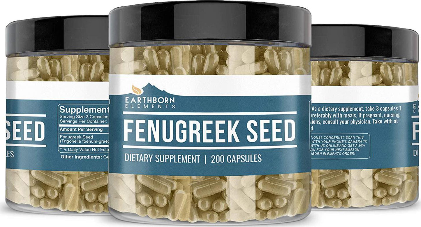 Fenugreek Seed, 200 Capsules, 1230 mg Servings, Non-GMO, Gluten-Free, Naturally Sourced, No Stearate or Rice Filler, Pure and Potent, Made in USA, Lab-Tested, Satisfaction Guaranteed