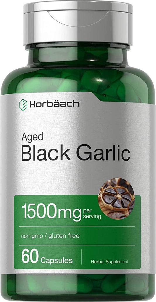 Fermented Black Garlic Capsules | 1000mg | 60 Count | Non-GMO, Gluten Free | by Horbaach