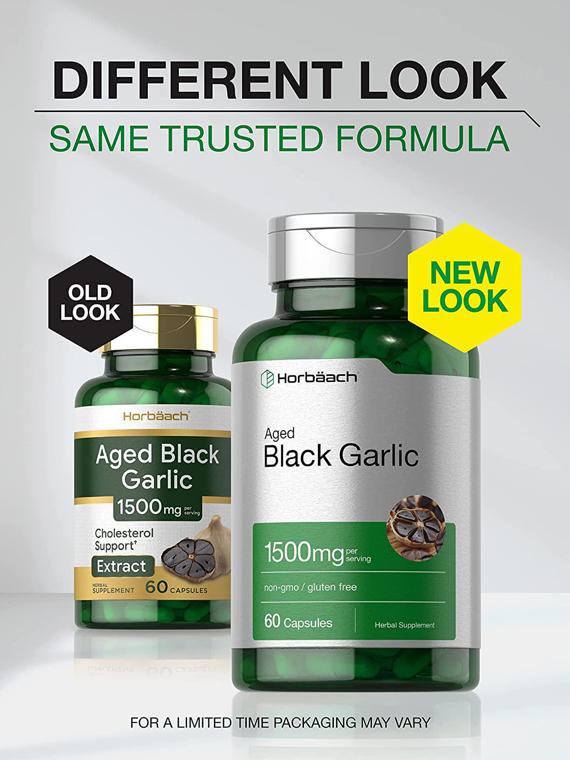 Fermented Black Garlic Capsules | 1000mg | 60 Count | Non-GMO, Gluten Free | by Horbaach