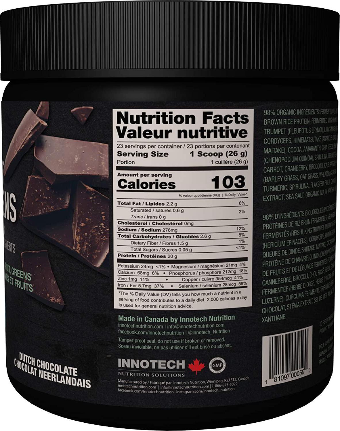 Fermented Plant Protein and Greens Chocolate Lightly Sweetened - 600 g