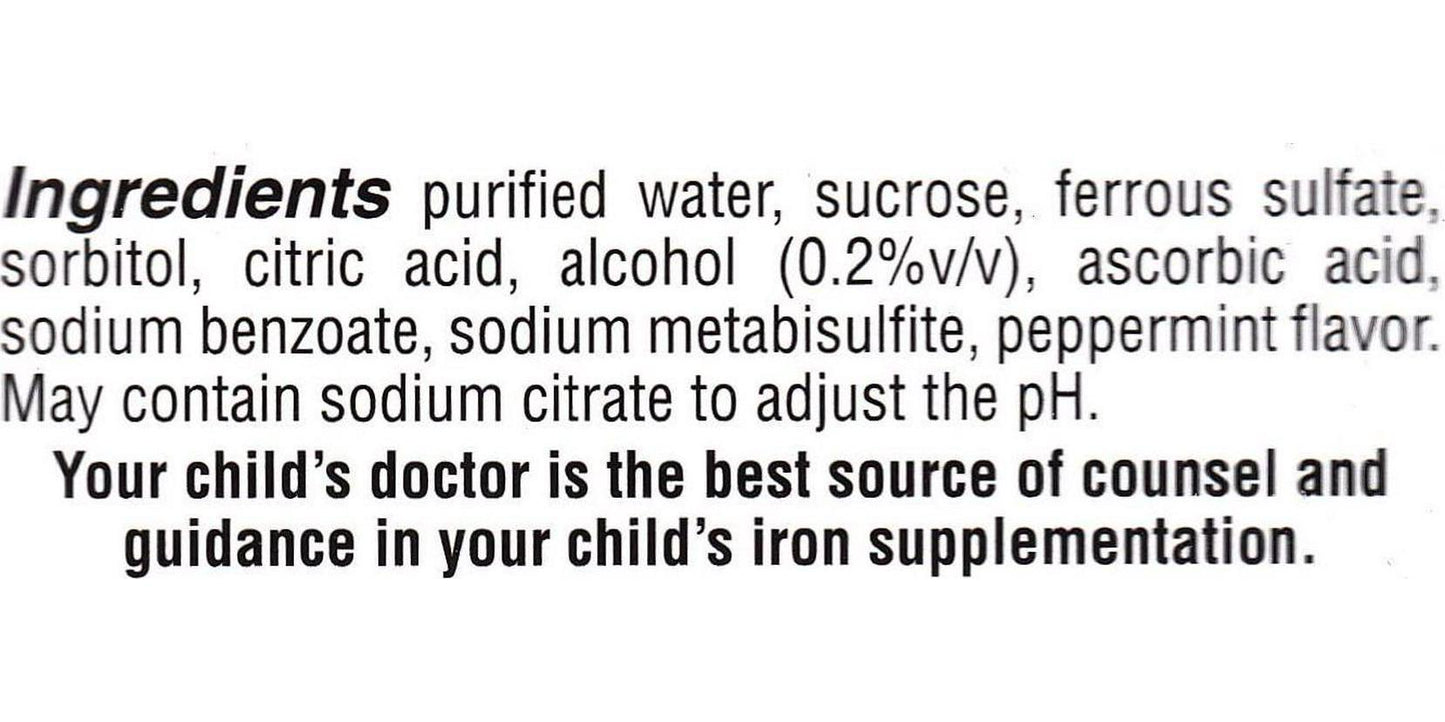 Ferrous Drops Iron Supplement Peppermint Flavor Generic for Enfamil Fer-In-Sol Iron Supplement Drops for Infants, Toddlers and Children Measuring Dropper Included 50 ml per Bottle Pack of 6