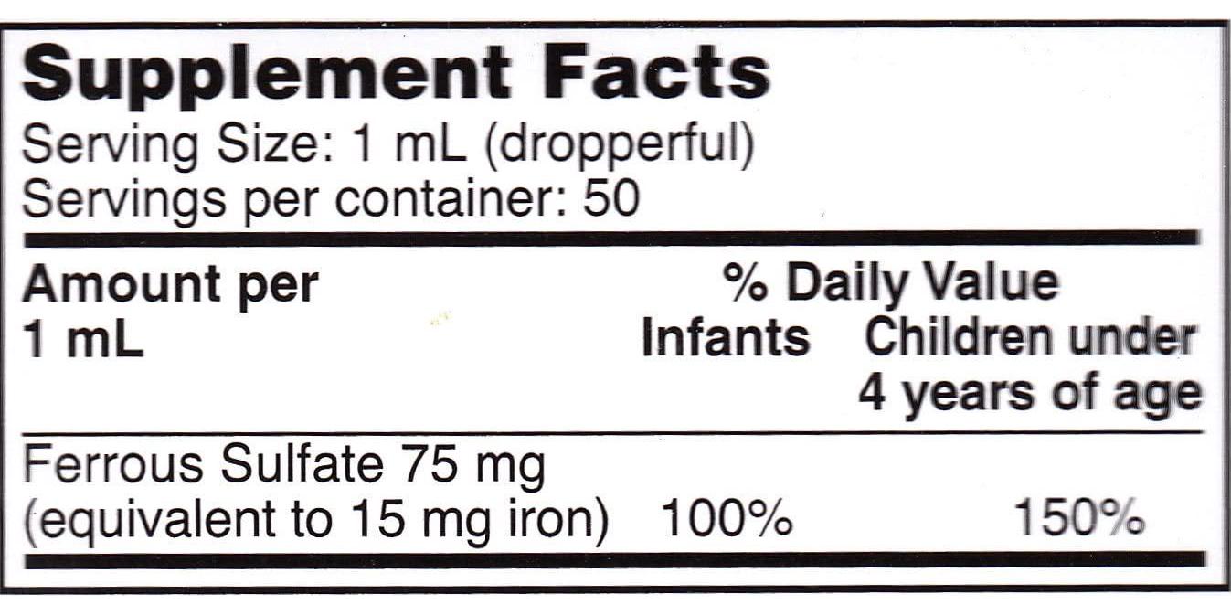 Ferrous Drops Iron Supplement Peppermint Flavor Generic for Enfamil Fer-In-Sol Iron Supplement Drops for Infants, Toddlers and Children Measuring Dropper Included 50 ml per Bottle Pack of 6