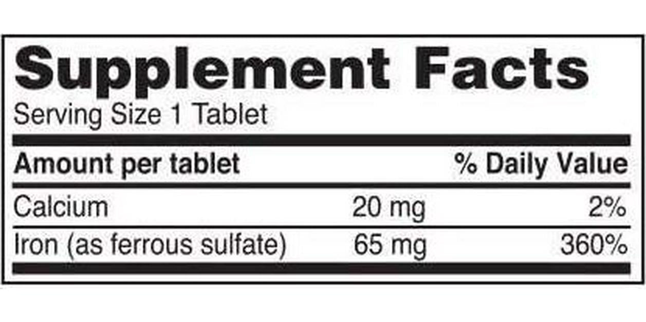 Ferrous Sulfate Iron 325 Mg Generic for Feosol 100 Tablets Pack of 4