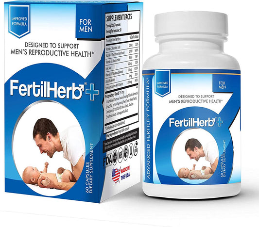 FertilHerbÂ + for Men Fertility Supplement | Doctor Recommended, All Natural, Antioxidants, Herbal Fertility Formula and Multivitamin for Men, 30 Servings Per Bottle