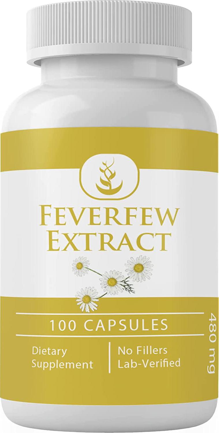 Feverfew Extract (100 Capsules) Traditional, Natural and Potent, Gluten-Free (480 mg Serving)