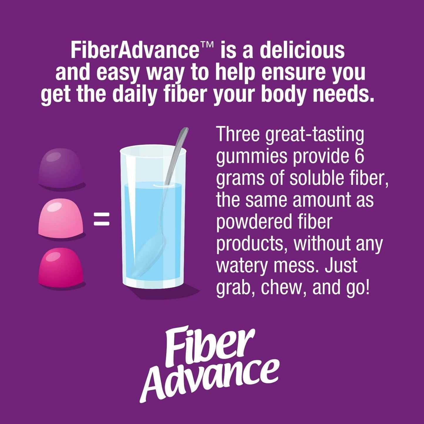 FiberAdvance Gummies: 100% Plant Based Fiber for Digestive Health (Non-GMO), 90 Count (30 Day Supply)