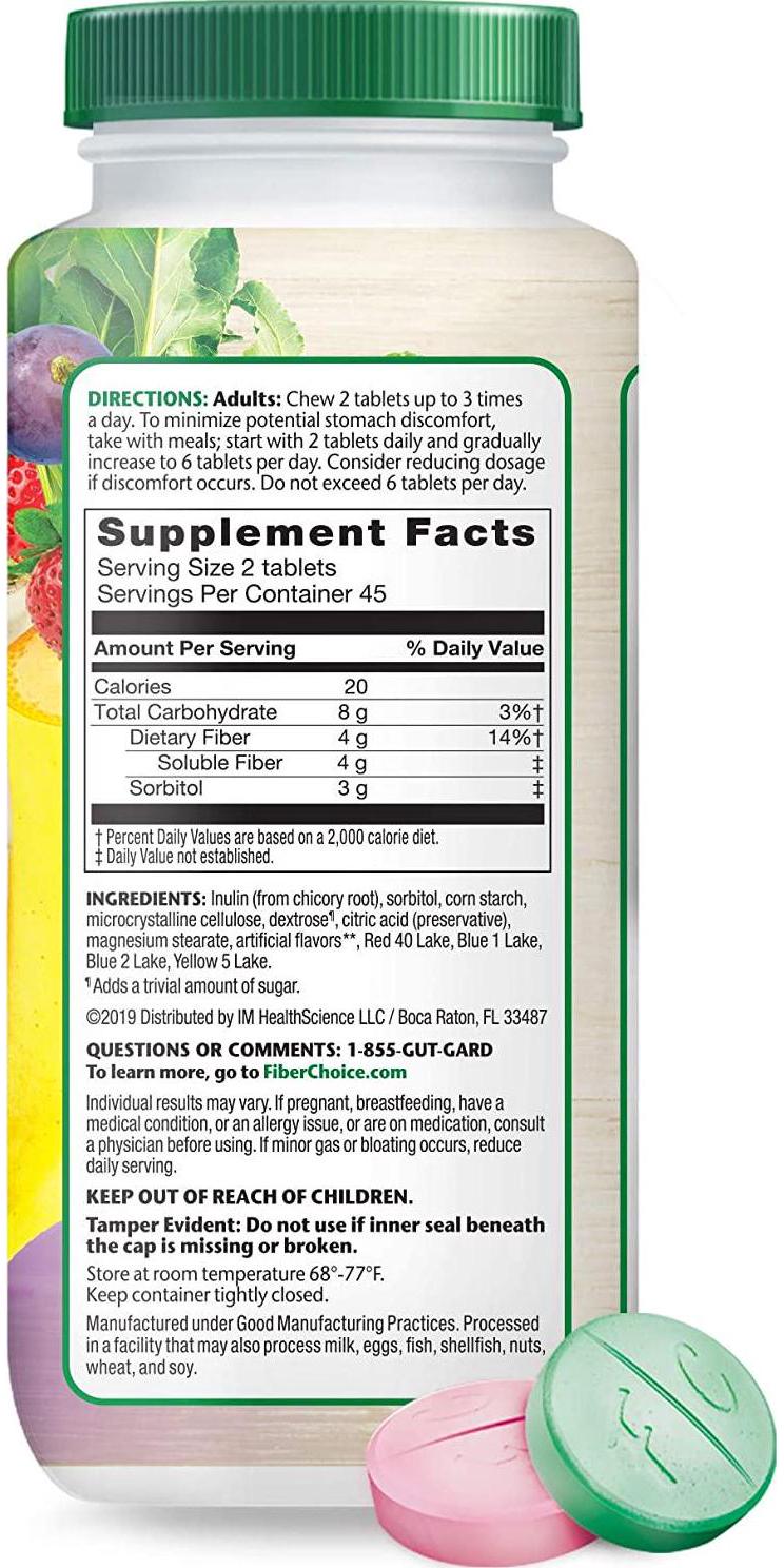 Fiber Choice Daily Prebiotic Fiber Chewable Tablets, Assorted Fruit, 90 Tablets