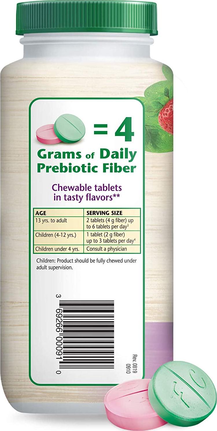 Fiber Choice Daily Prebiotic Fiber Chewable Tablets, Assorted Fruit, 90 Tablets