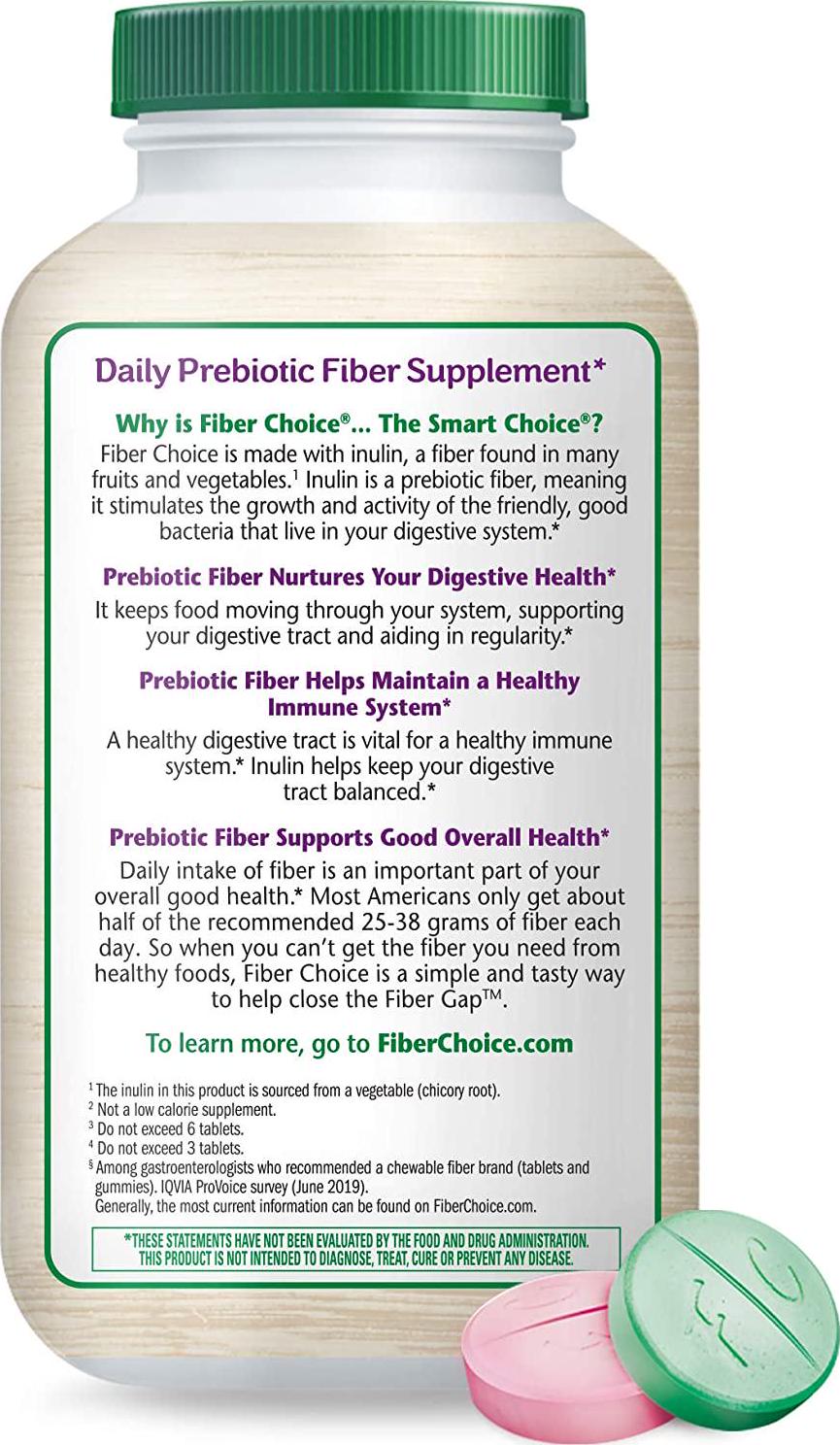 Fiber Choice Daily Prebiotic Fiber Chewable Tablets, Assorted Fruit, 90 Tablets
