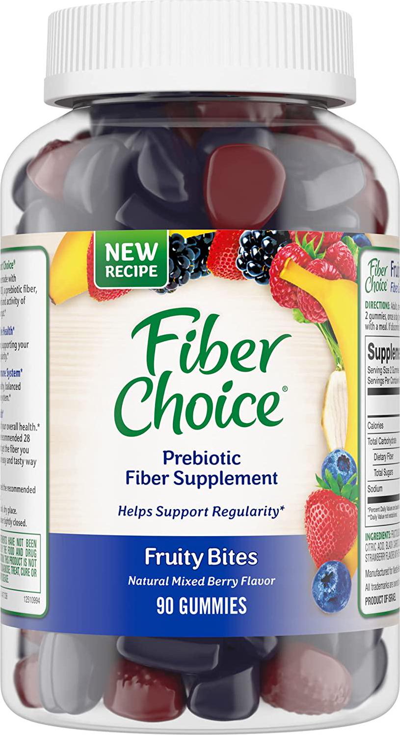 Fiber Choice Fruity Bites Daily Prebiotic Fiber Supplement Gummies, Mixed Berry, 90 Count