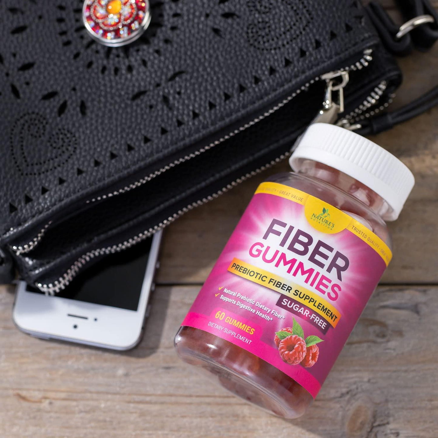 Fiber Gummies for Adults - Sugar Free and 4g per Serving - Natural Prebiotic Fiber Supplement Supports Digestive Health and Supports Regularity - Delicious Berry Flavor Gummy - 60 Gummies