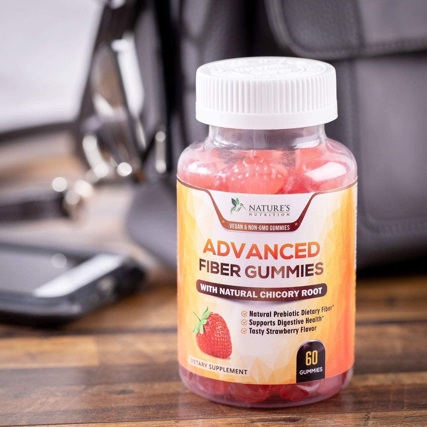 Fiber Gummies for Adults Extra Strength Inulin Gummy 300mg - Natural Dietary Fiber Supplement for Natural Digestion Support - 60 Gummies