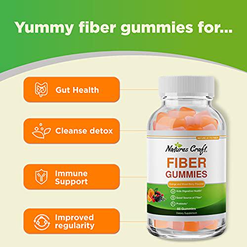Fiber Gummies for Adults - Perfect Fiber Supplement Gummies for Colon Health, Digestive Support, Gut Leak Repair, Body Cleanse and Immunity Boost - Tasty Prebiotic Fiber Gummies - 60 Fiber Gummies