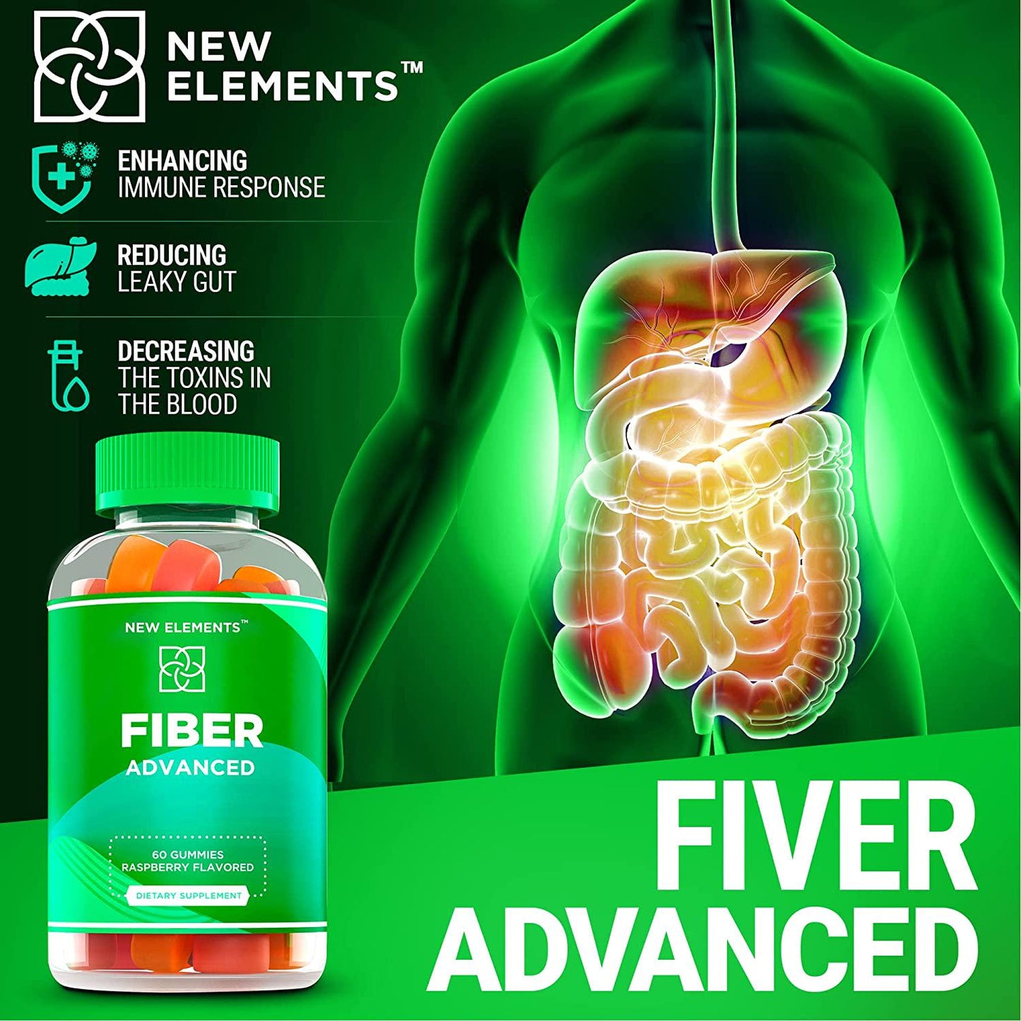 Fiber Gummies for Adults and Kids - Prebiotic Fiber Supplement Immune Booster, Digestive Support, Constipation Relief, Gut Health, Vegetarian Formula