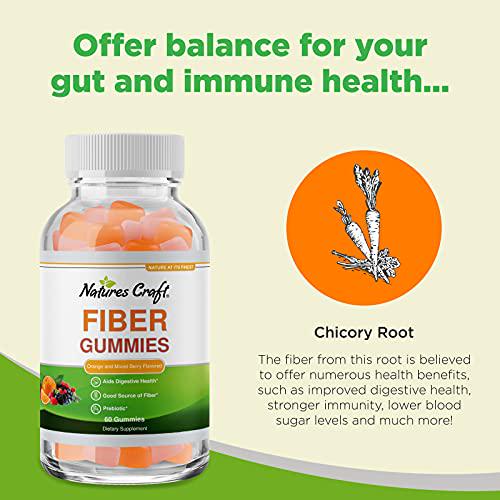 Fiber Gummies for Adults - Perfect Fiber Supplement Gummies for Colon Health, Digestive Support, Gut Leak Repair, Body Cleanse and Immunity Boost - Tasty Prebiotic Fiber Gummies - 60 Fiber Gummies