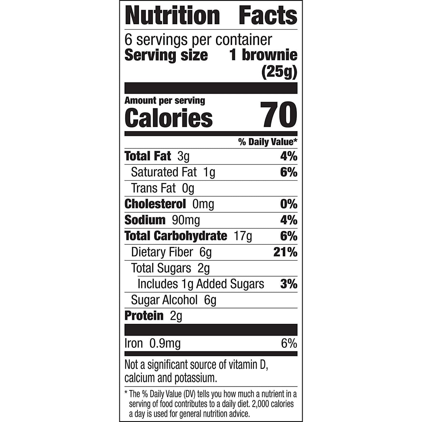 Fiber One 70 Calorie Brownies, Chocolate Fudge, Snack Bars, 6 ct