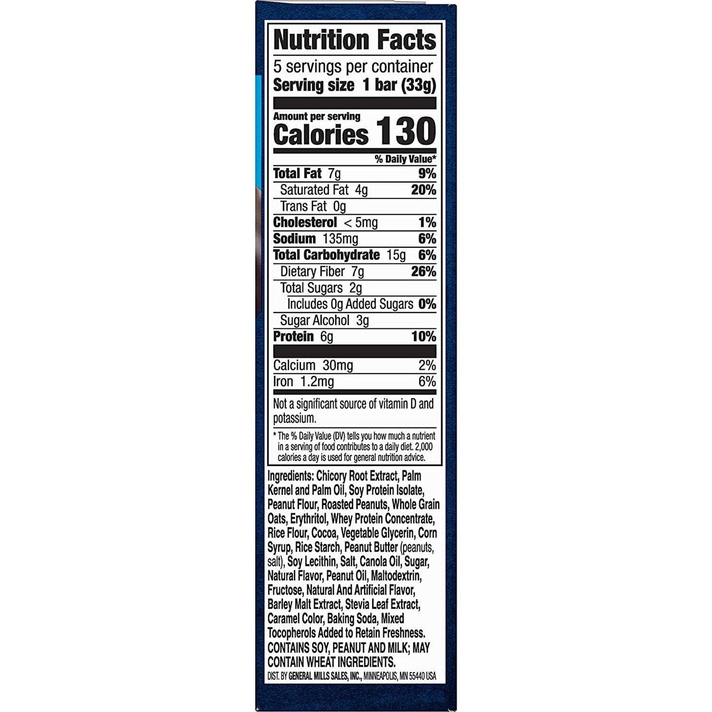 Fiber One Chewy Protein Bars, Peanut Butter, Protein Snacks, 5 ct (Pack of 12)