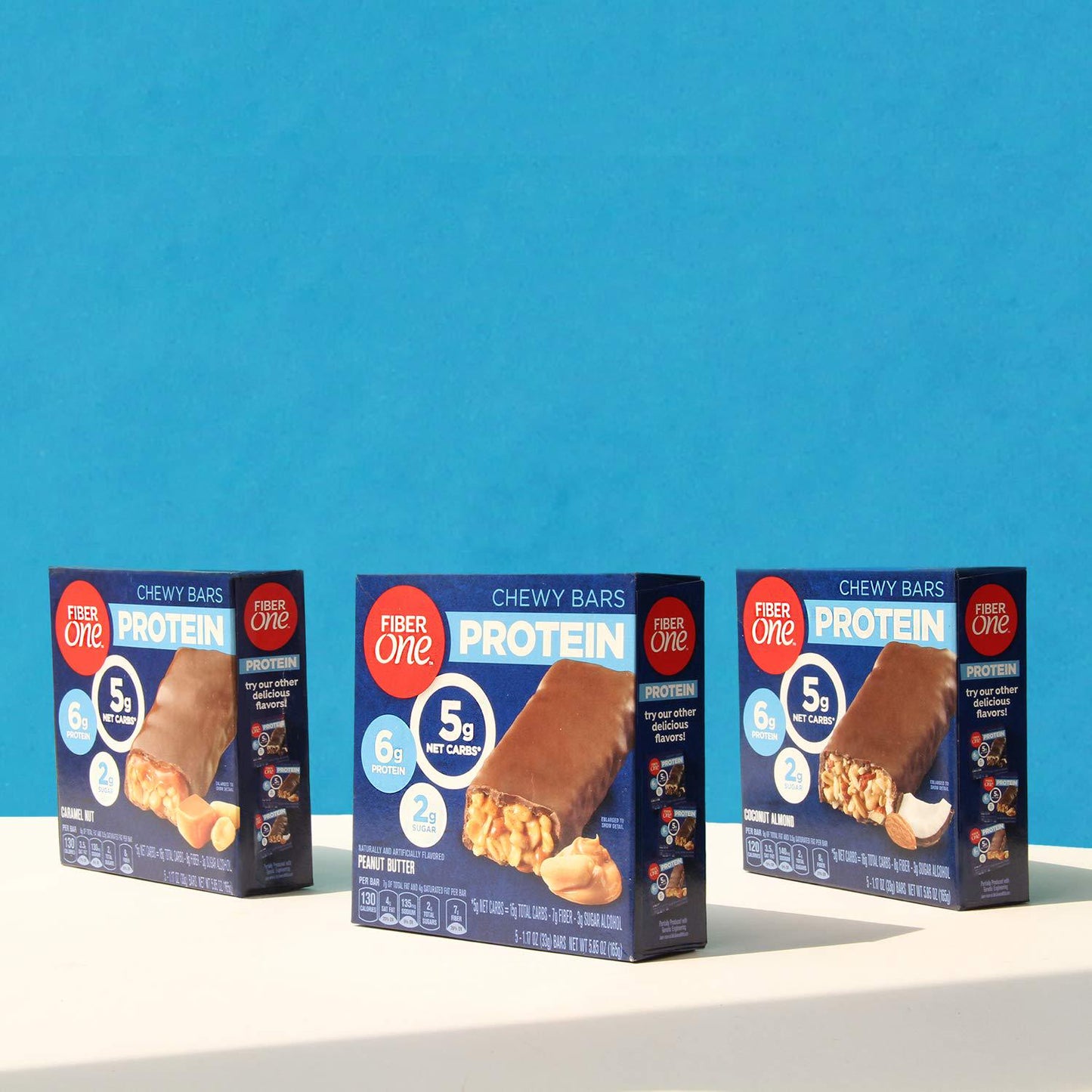 Fiber One Chewy Protein Bars, Peanut Butter, Protein Snacks, 5 ct (Pack of 12)