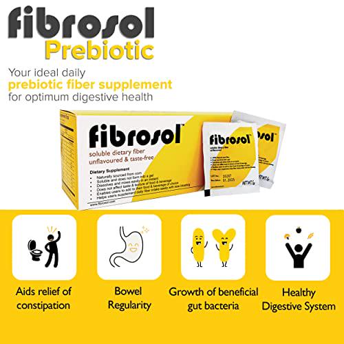 Fibrosol Prebiotic - Soluble Fiber Supplement, Plant-Based and Taste-Free (30 x 0.17oz sachets)