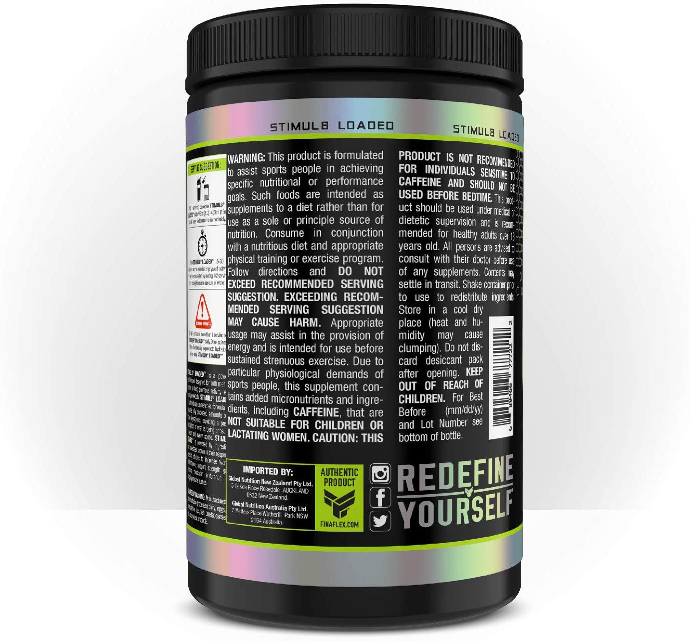 Finaflex Stimul8 Loaded Pre-Workout Supplement 447 g, Green Apple, Green Apple, 447 grams