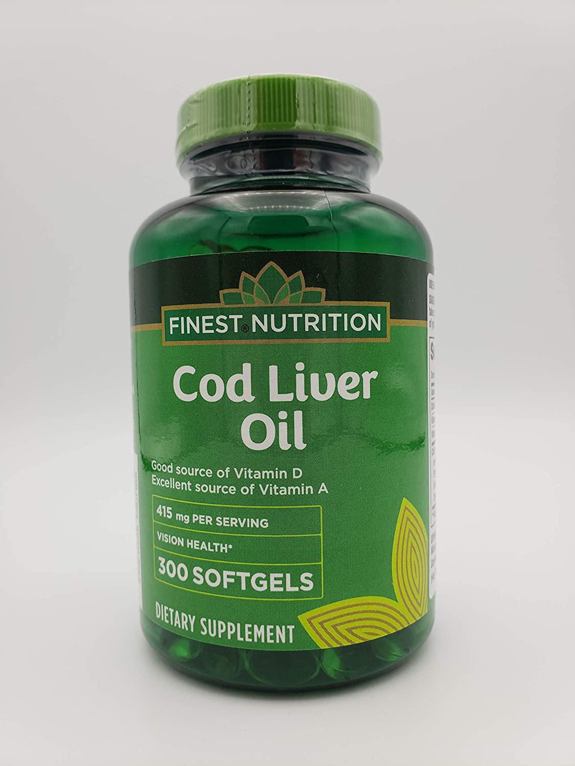Finest Nutrition Cod Liver Oil 415mg, Softgels, 300 ea
