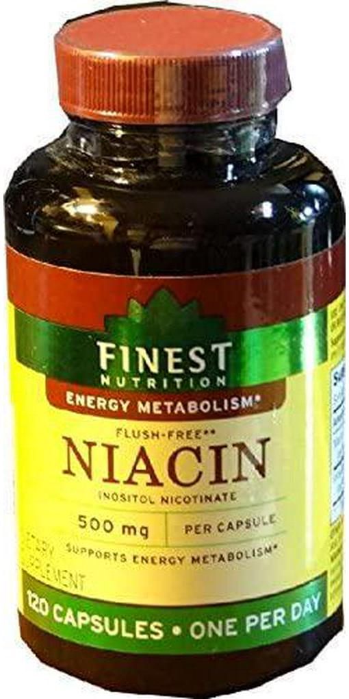 Finest Nutrition Energy Metabolism Flush Free Niacin Inositol Nicotinate 500 mg 120 capsules