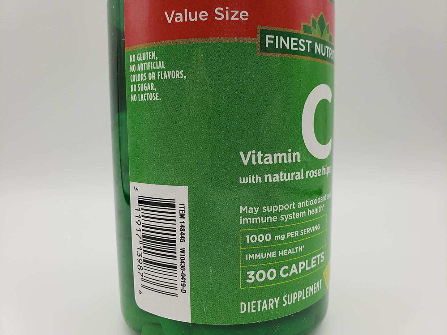 Finest Nutrition - Immune System Health - Vitamin C with Rose Hips - 300 Caplets