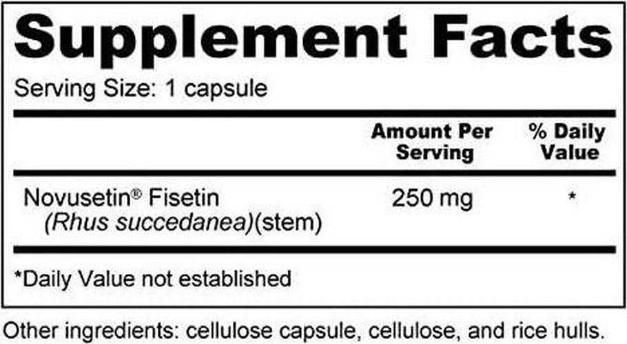Fisetin 250mg - Great Value (250mg per Capsule, 60 Capsules) - Novusetin Supplement for Memory, Focus, Brain Health - Gluten-Free, Non-GMO, Vegan